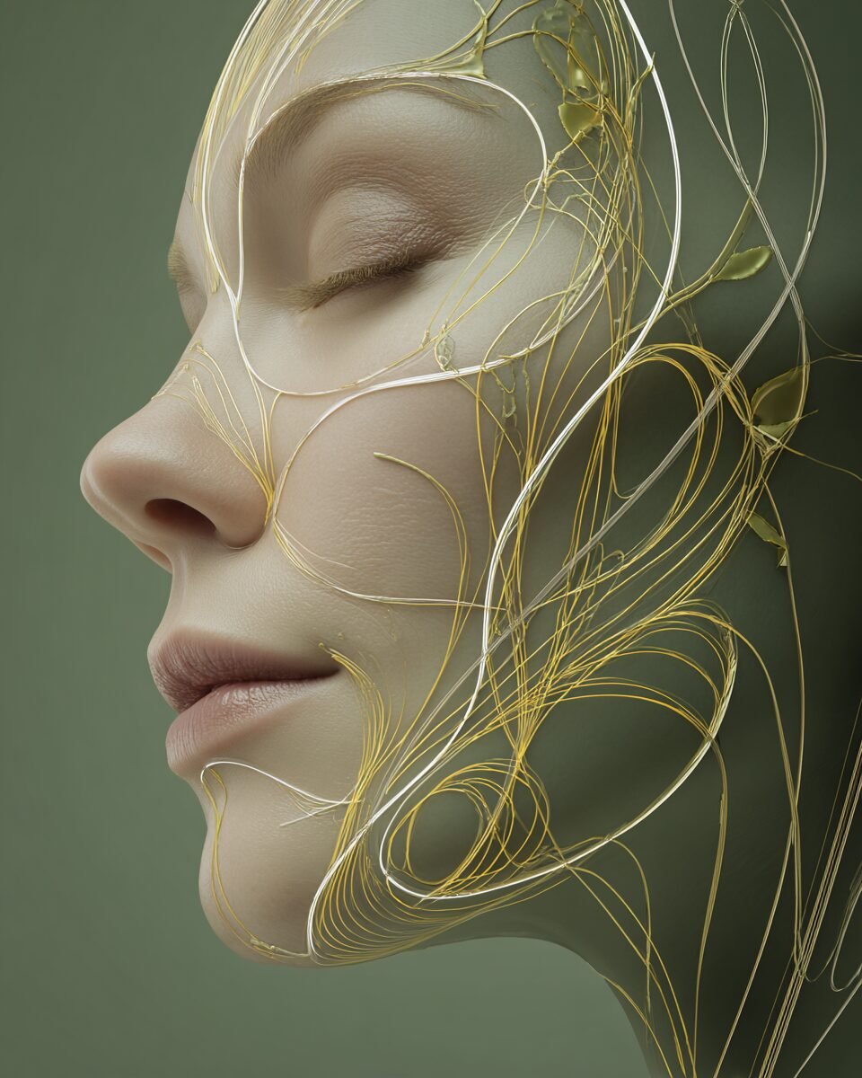 Close-up hands sculpting jawline during Japanese face lift training in Chicago